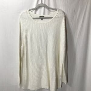 Style & Co Plus Size Cotton Textured Curved-Hem Sweater Ecru 3X